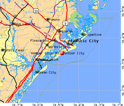 Ventnor City, NJ map