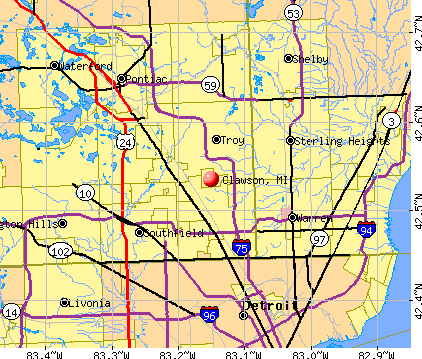 Clawson, MI map