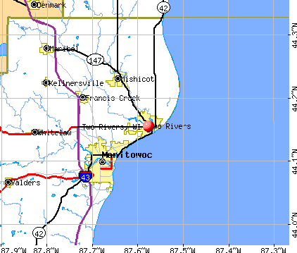 Two Rivers, WI map