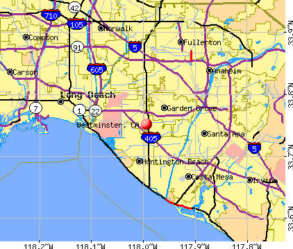 Westminster, CA map