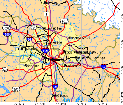 East Highland Park, VA map