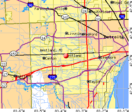 Westland, MI map