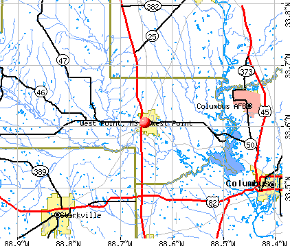 West Point, MS map