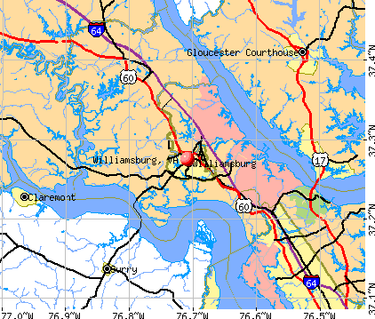 Williamsburg, VA map