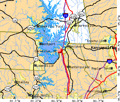 Cornelius, NC map