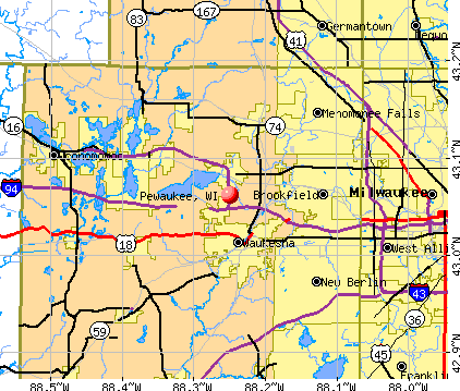 Pewaukee, WI map