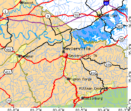 Sevierville, TN map