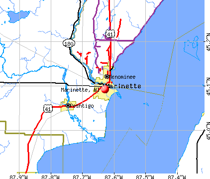 Marinette, WI map