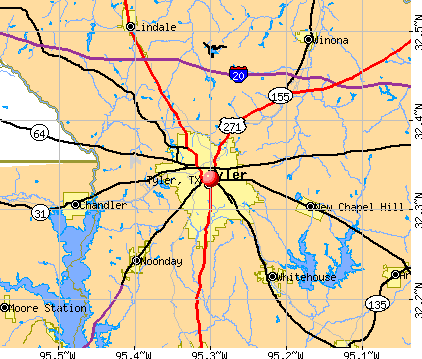 map of tyler texas and surrounding cities Tyler Texas Tx Profile Population Maps Real Estate Averages map of tyler texas and surrounding cities