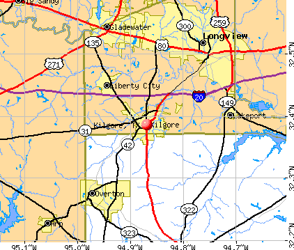 Kilgore, TX map