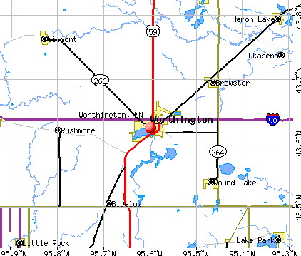 Worthington, MN map