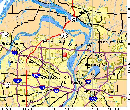 Bellefontaine Neighbors, MO map