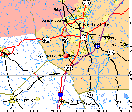 Hope Mills, NC map