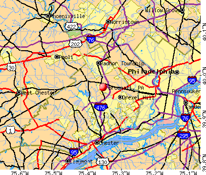 Broomall, PA map