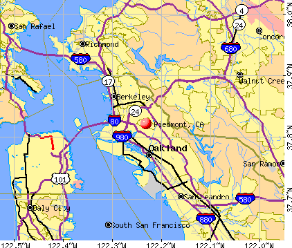 Piedmont, CA map