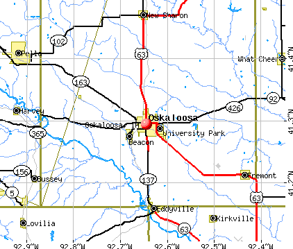 Oskaloosa, IA map