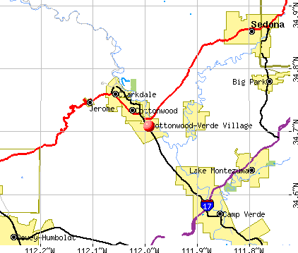 Cottonwood-Verde Village, AZ map