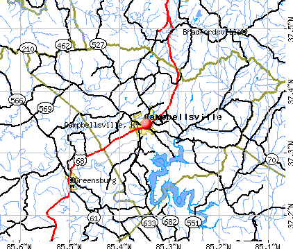 Campbellsville, KY map