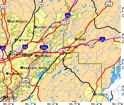 Leeds, AL map