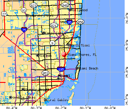 Miami Shores, FL map