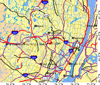 Clifton, NJ map