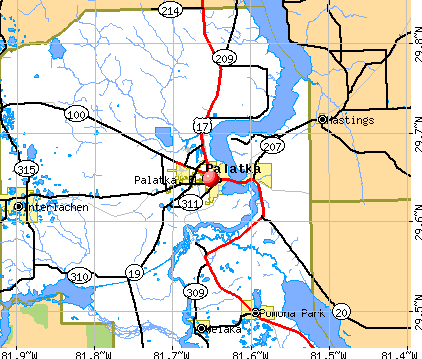 Palatka, FL map
