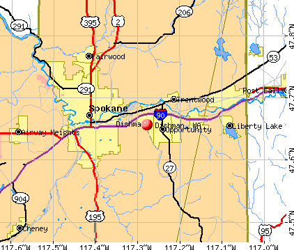 Dishman, WA map