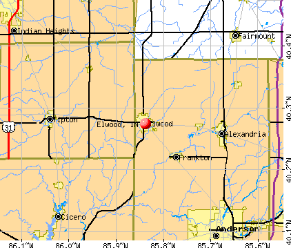 Elwood, IN map