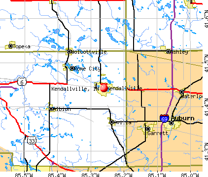 Kendallville, IN map