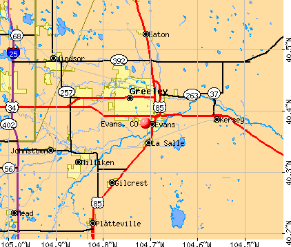 Evans, CO map