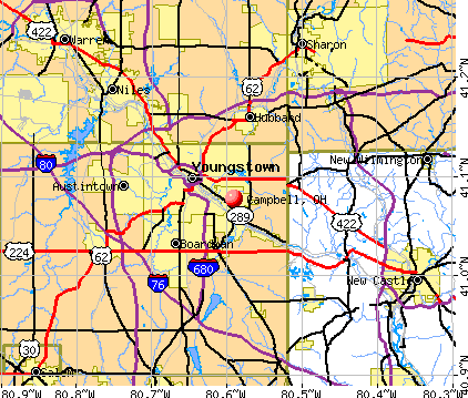 Campbell, OH map