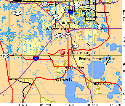 Hunters Creek, FL map