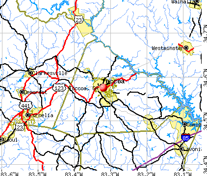 Toccoa, GA map