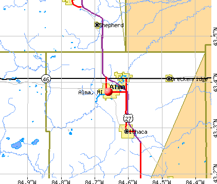 Alma, MI map