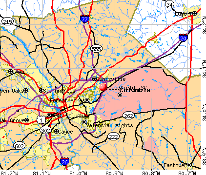 Woodfield, SC map