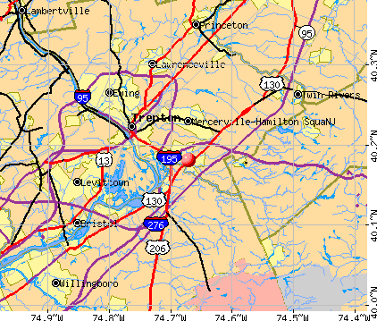 Yardville-Groveville, NJ map