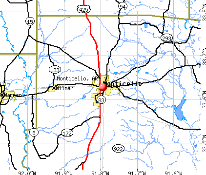 Monticello, AR map