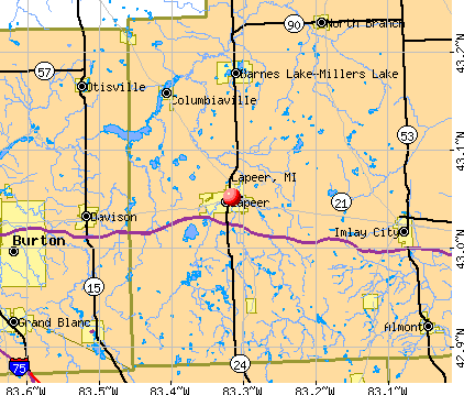 Lapeer, MI map