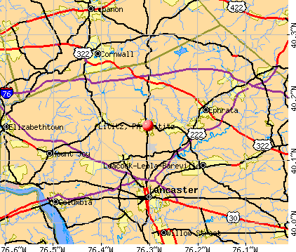 Lititz, PA map