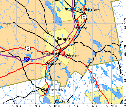 Brewer, ME map