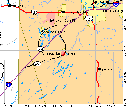Cheney, WA map