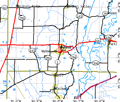 Wynne, AR map