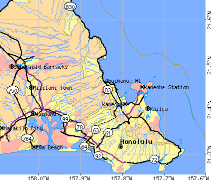 Ahuimanu, HI map