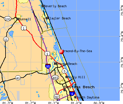 Ormond-By-The-Sea, FL map