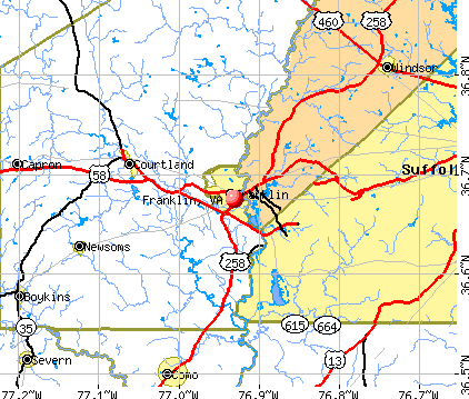 Franklin, VA map
