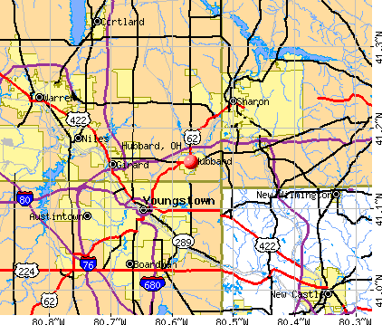 Hubbard, OH map