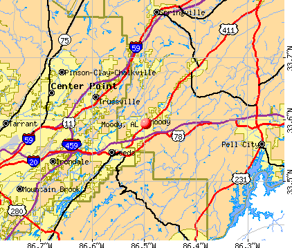 Moody, AL map