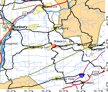 Shamokin, PA map
