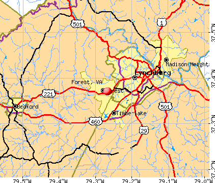 Forest, VA map