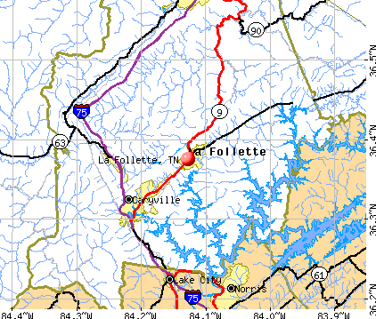 La Follette, TN map